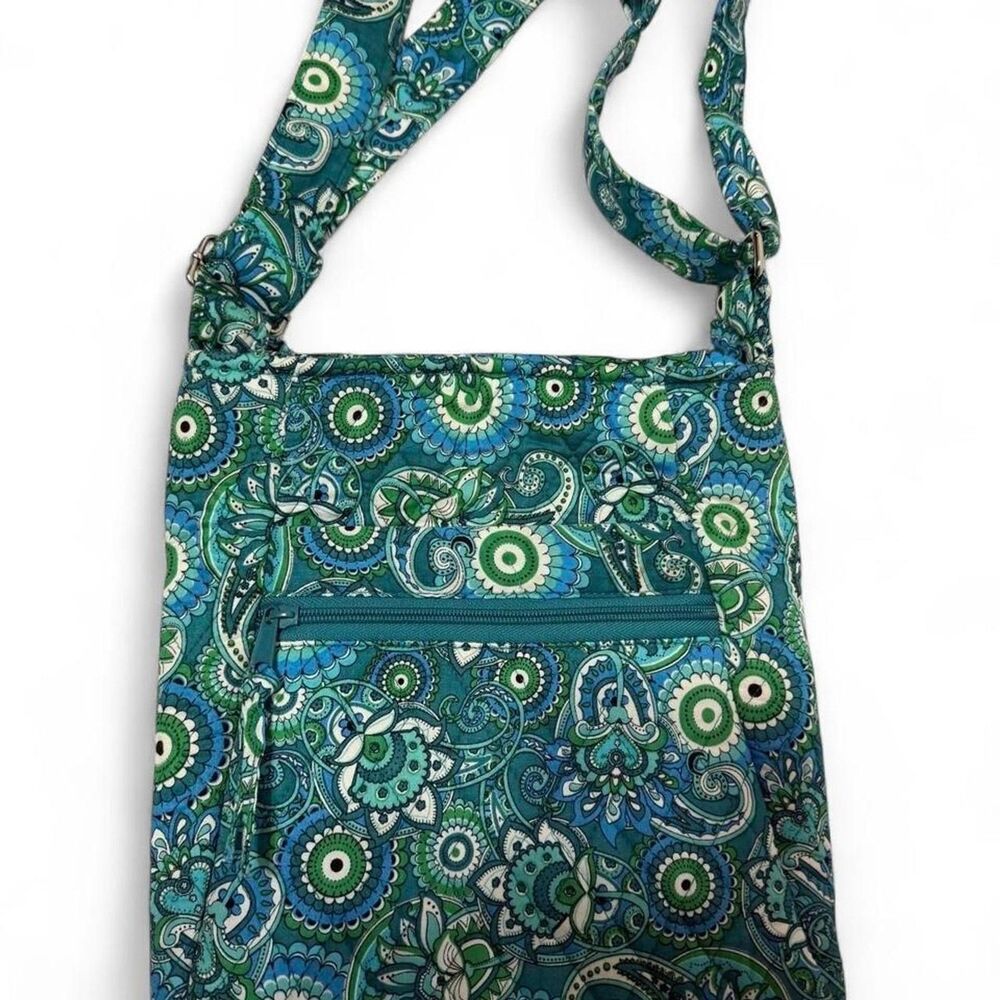 Vera Bradley Green and blue paisley crossbody bag with adjustable strap